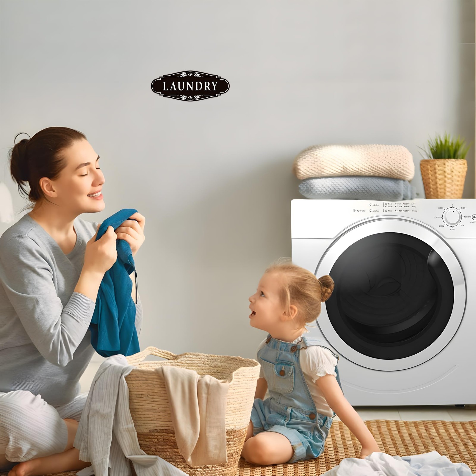 3PCS Bathroom/Laundry Room/Pantry Door Signs Sticker, Self-Adhesive