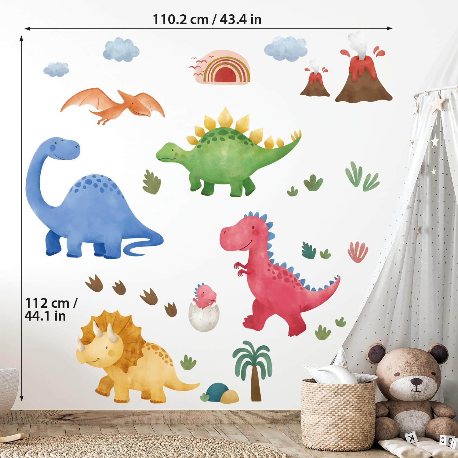 DECOWALL Large Boho Dinosaur Wall Decals for Kids Nursery – Dino Wall Sticker…
