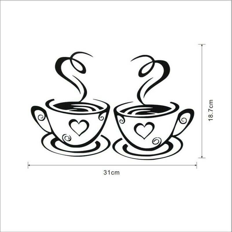 Coffee Mugs Wall Stickers Kitchen Decor Tea Decal Vinyl Wall Art