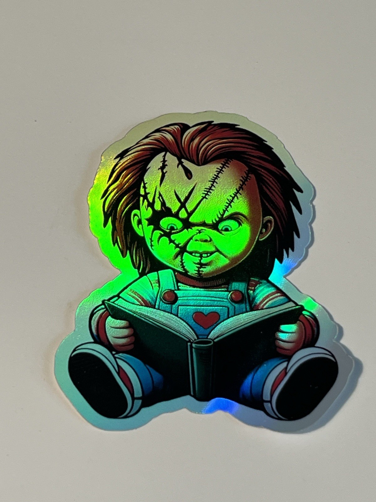 Child Play Chucky Reading Book 3inch Holographic Waterproof sticker