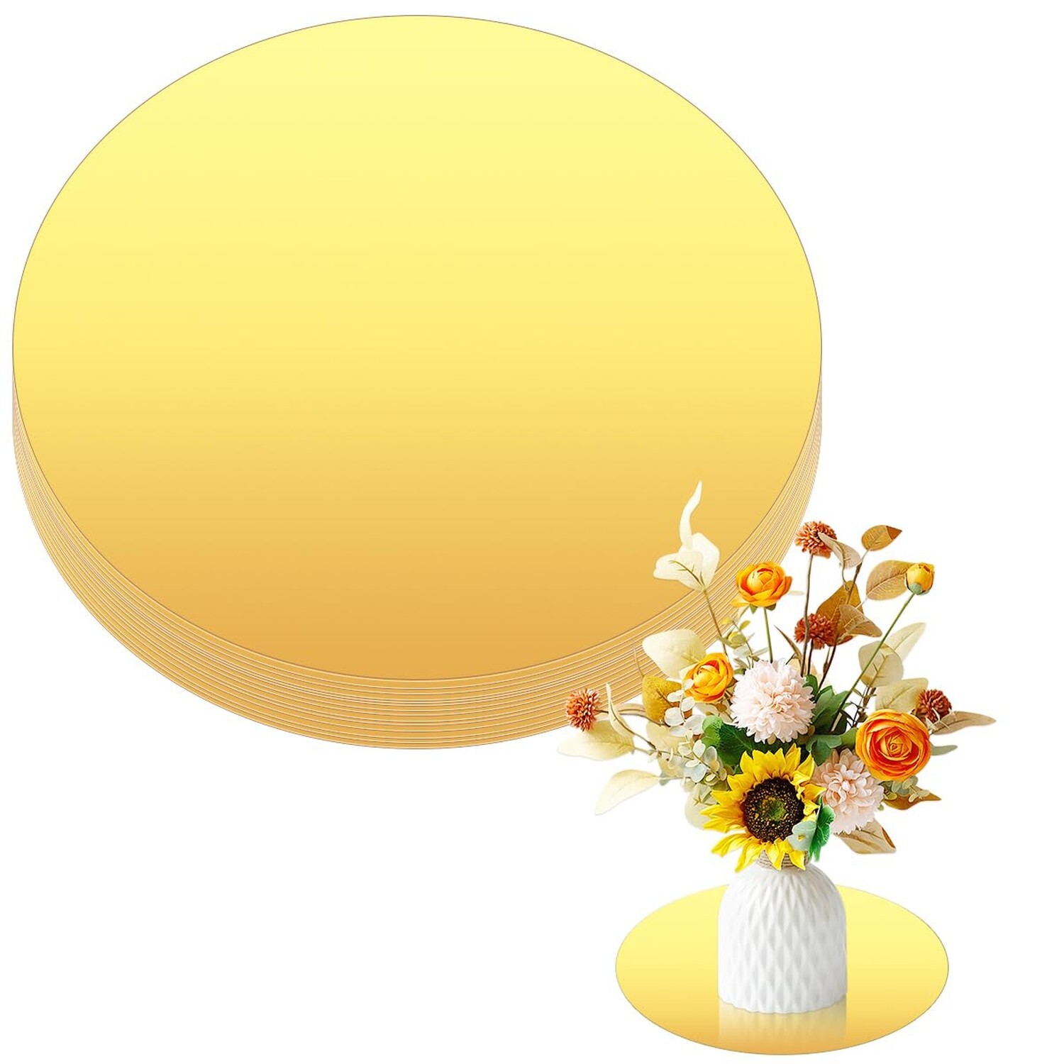 14 Pcs Acrylic Round Mirror for Tables Centerpieces, 12 inch Circle Mirror Ti…