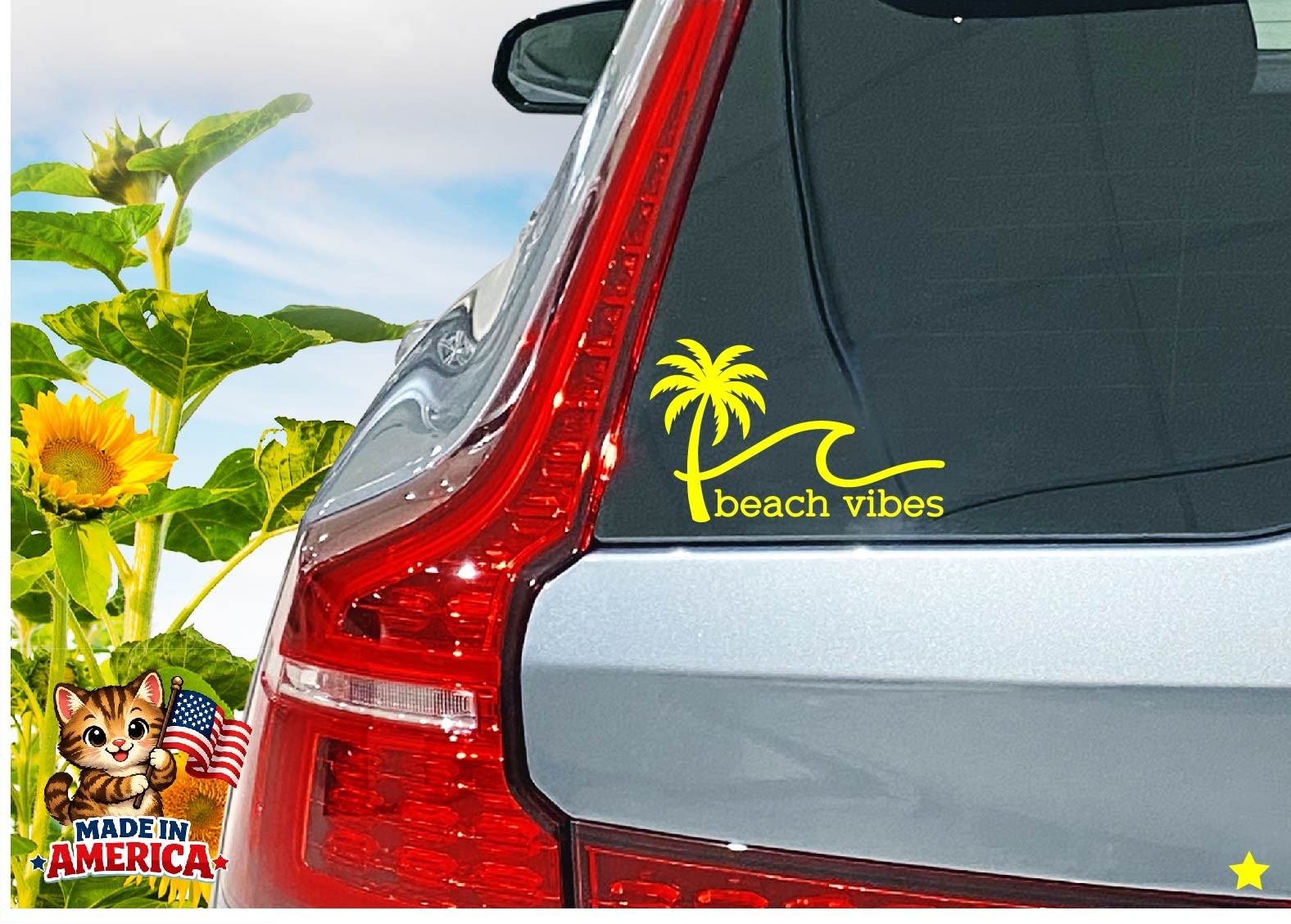 Beach Vibes Decal Sticker Palm Tree Summer Vacation Ocean Life Sand Sun Salt Air