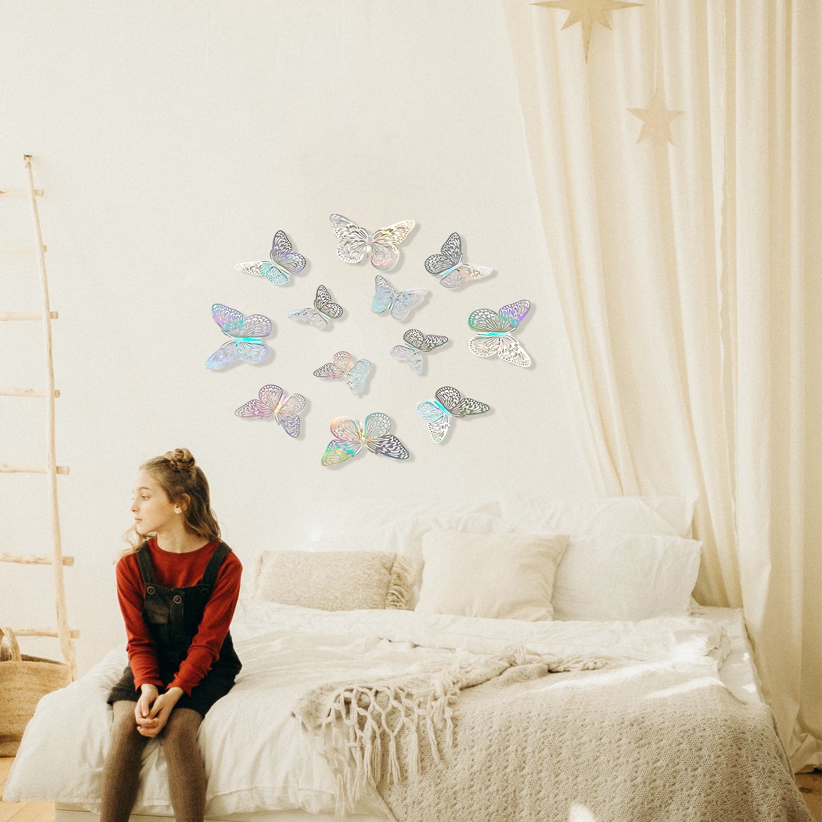 1-12Pcs Wall Stickers Double-layerd Shape Wall Decal 3D Cut-out