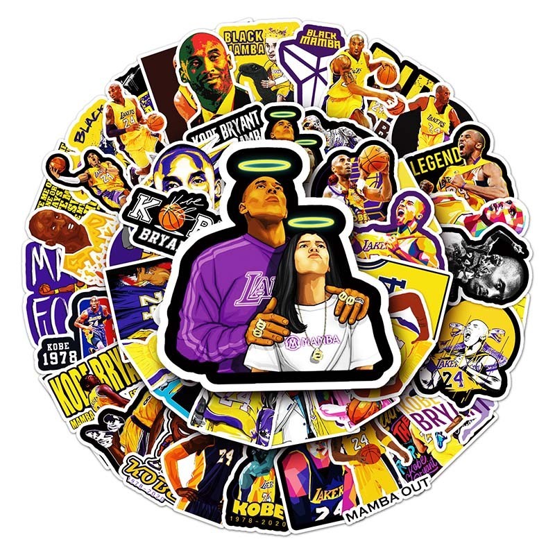 51 PC Self-Adhesive Custom Vinyl PVC Stickers – Basketball Kobe Bryant Inspired