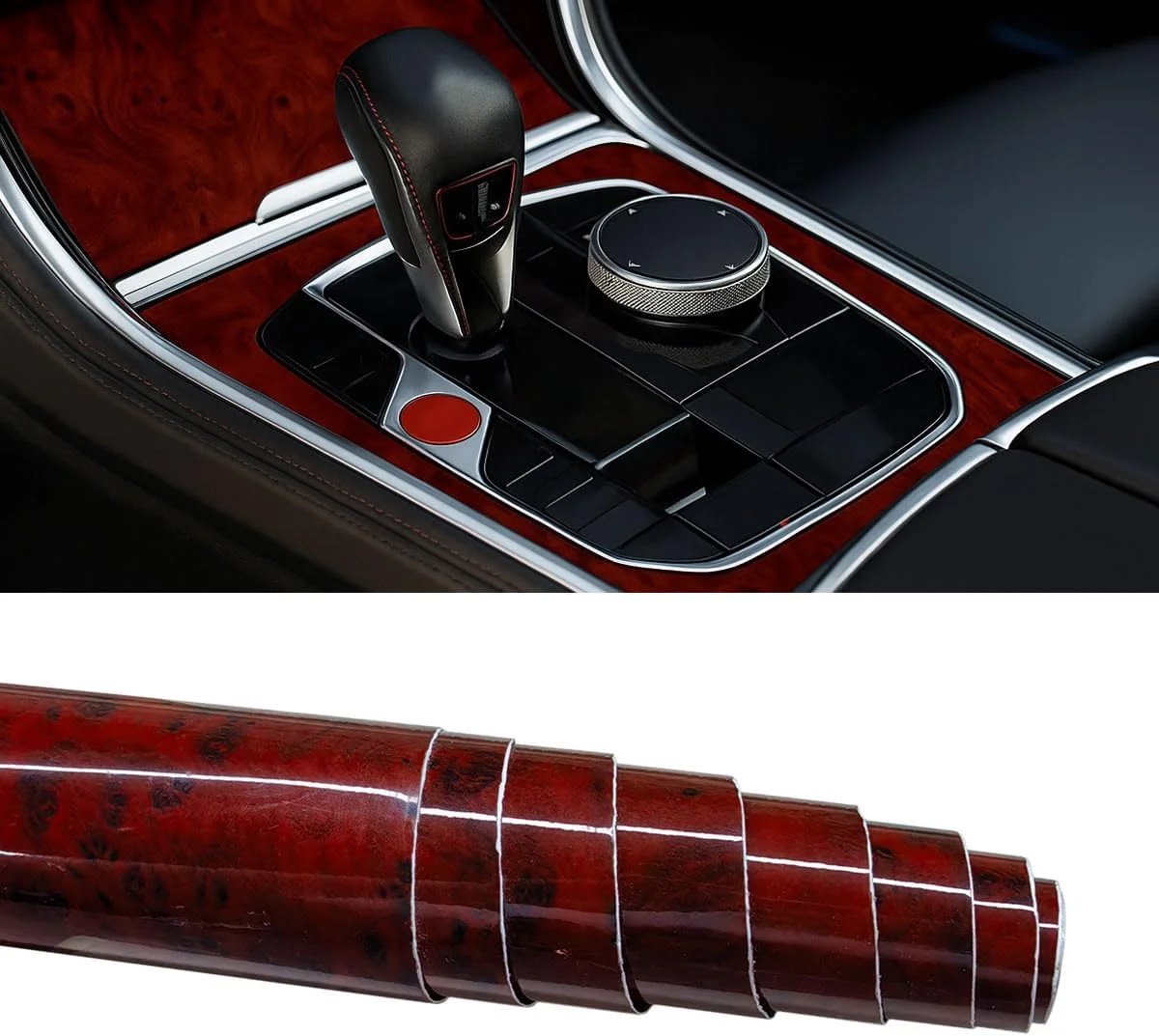 Car Interior Wood Grain Textured Glossy Vinyl Wrap Sticker DIY Decal Sheet Film