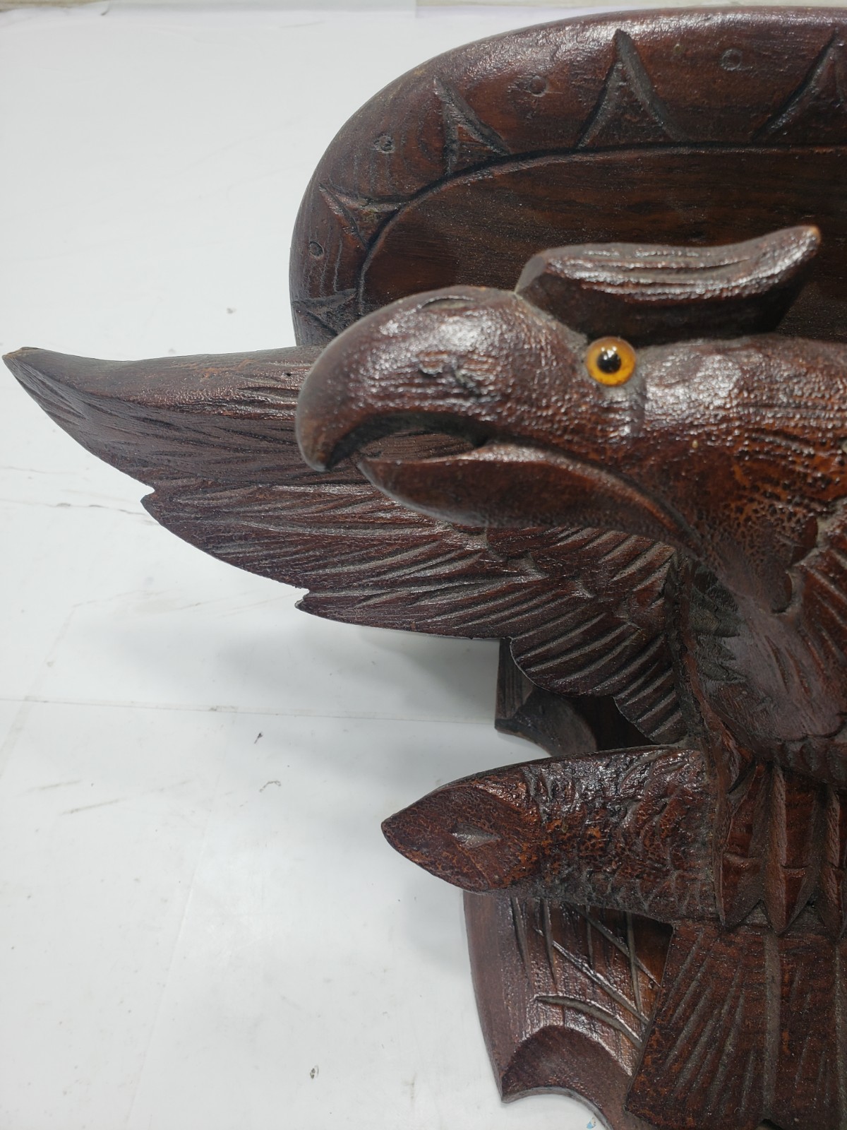 Antique Mid-Late 19th Century Black Forest Carved American Eagle Wall Shelf
