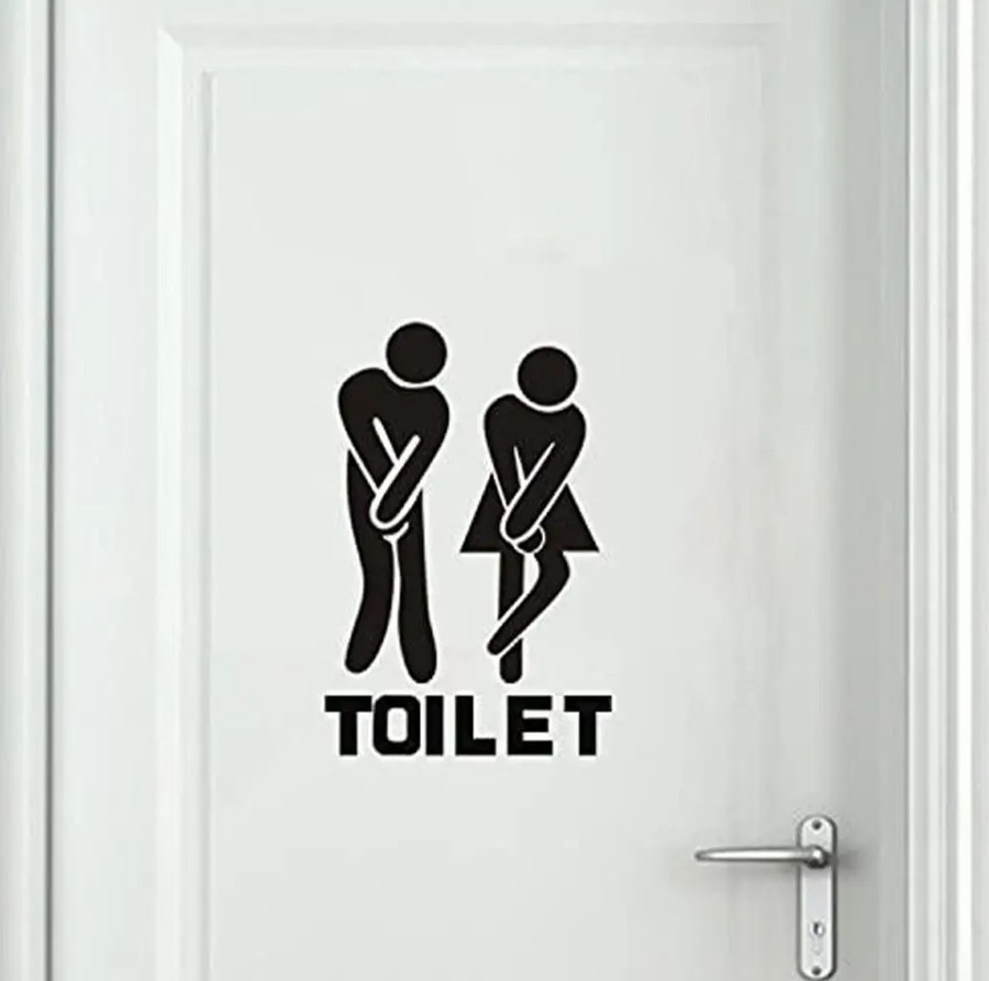 1pc Black Funny Toilet Wall Sticker Waterproof Bathroom Door Decal – NEW