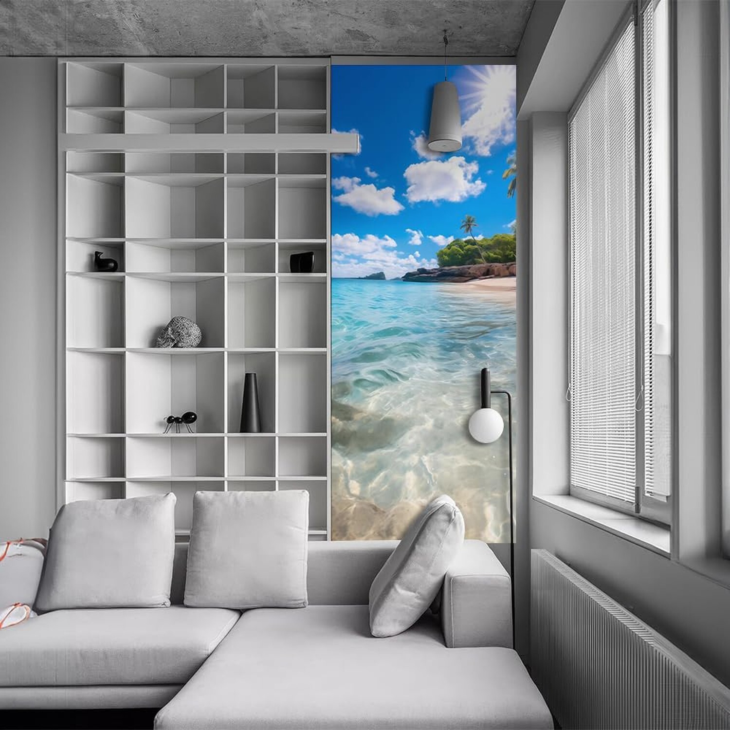 REDAMANCY Sunshine Island Beach Seashore Landscape Peel and Stick Door Sticke…