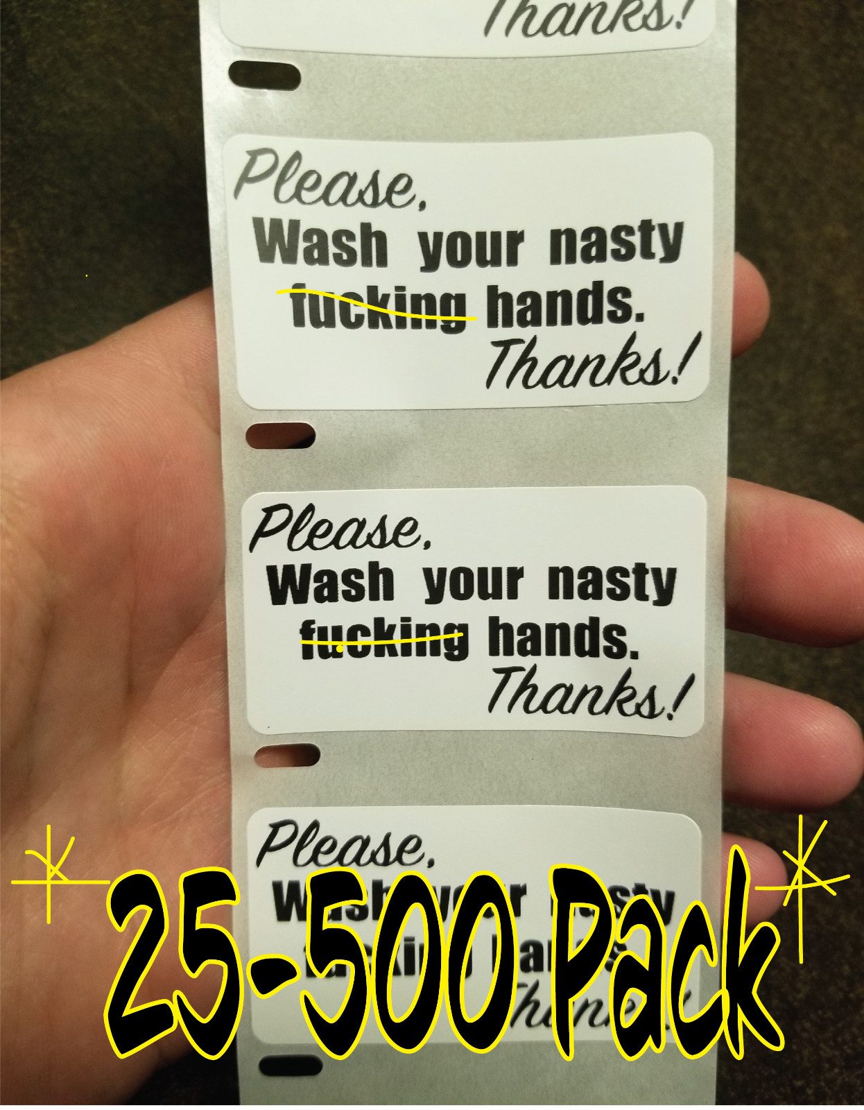 "Please, wash your dirty fu**king hands" 25-500 Pack Labels stickers pandemic