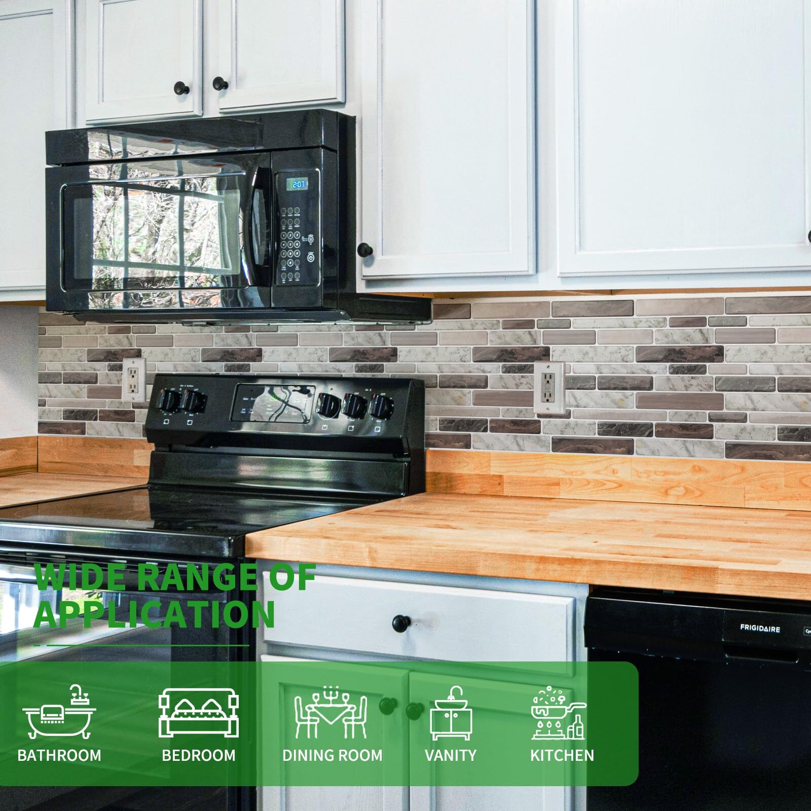 Selfadhesive Kitchen Backsplash Marble Look Decorative Tiles 10 Tiles multi
