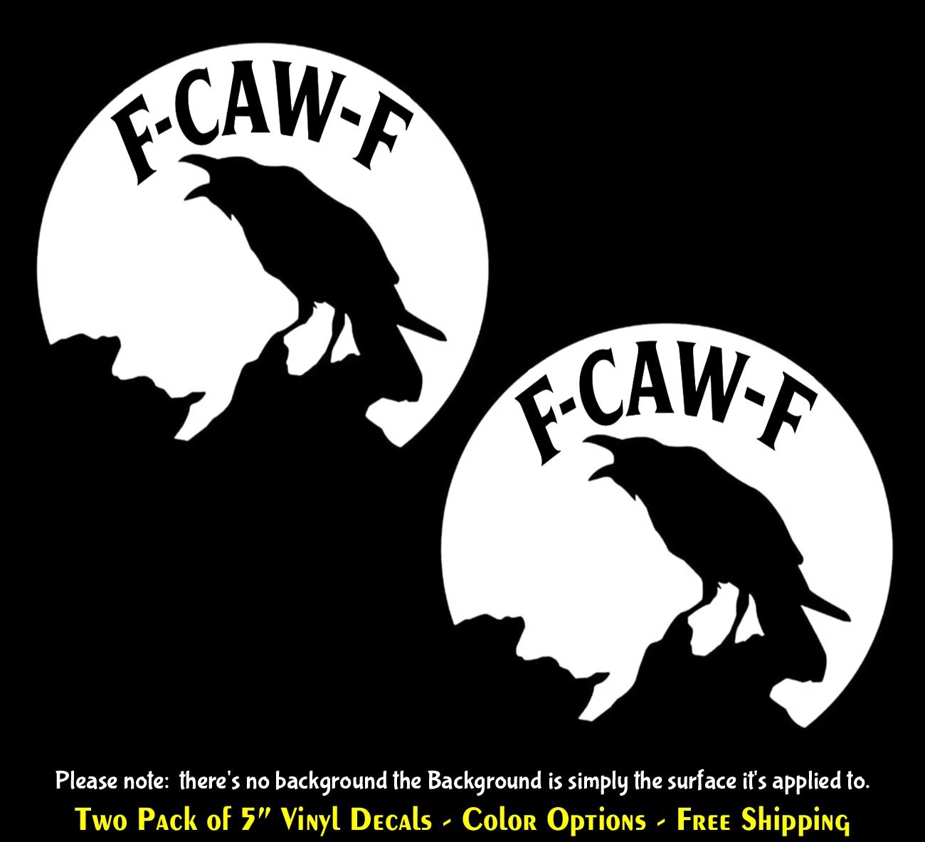 F-Caw-F Crow Two Pack of 5" Vinyl Decals Windows Car Truck Van Bike