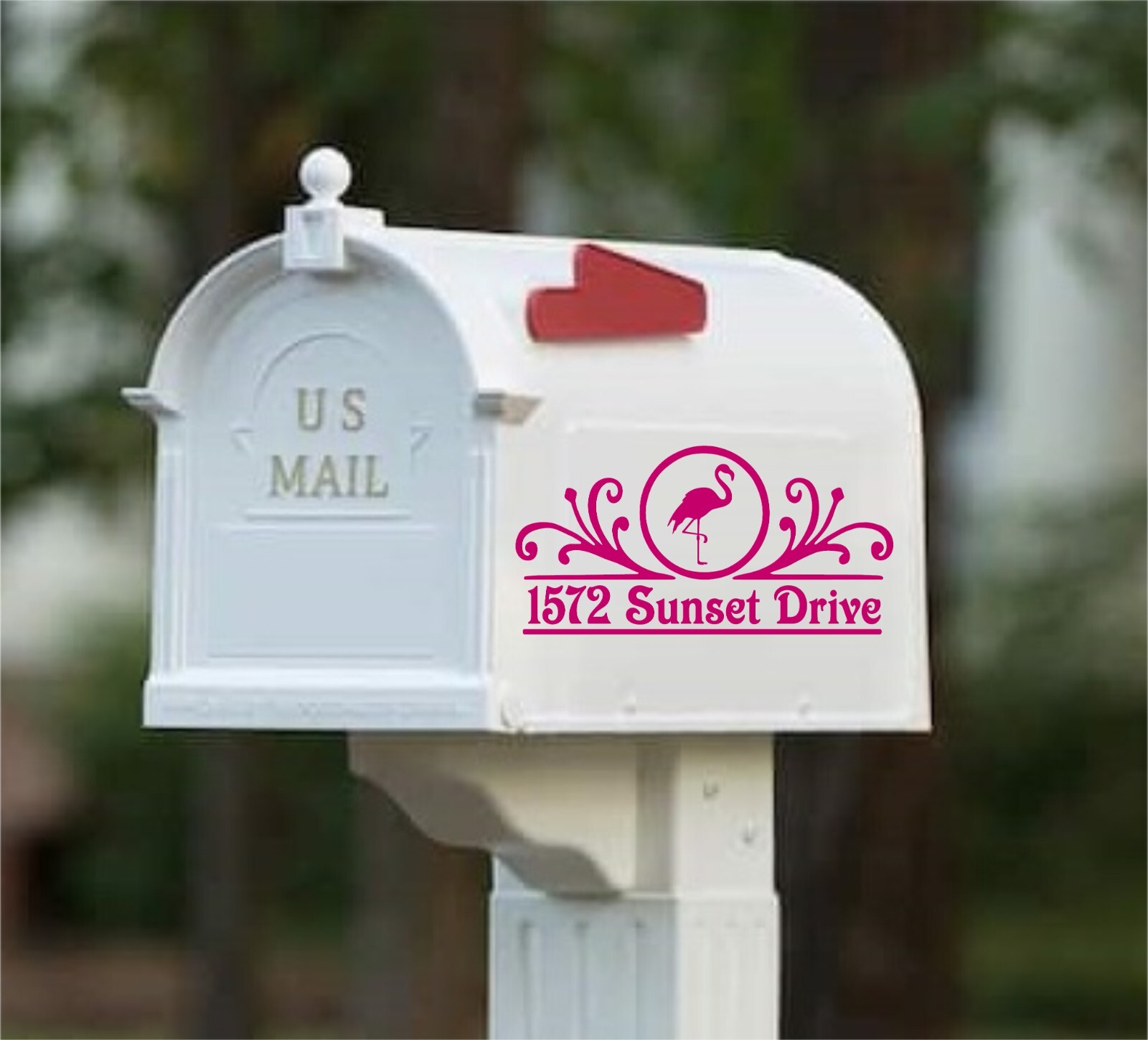 Set of 2 Personalized Flamingo Vinyl Decals with Street Address for Mailbox