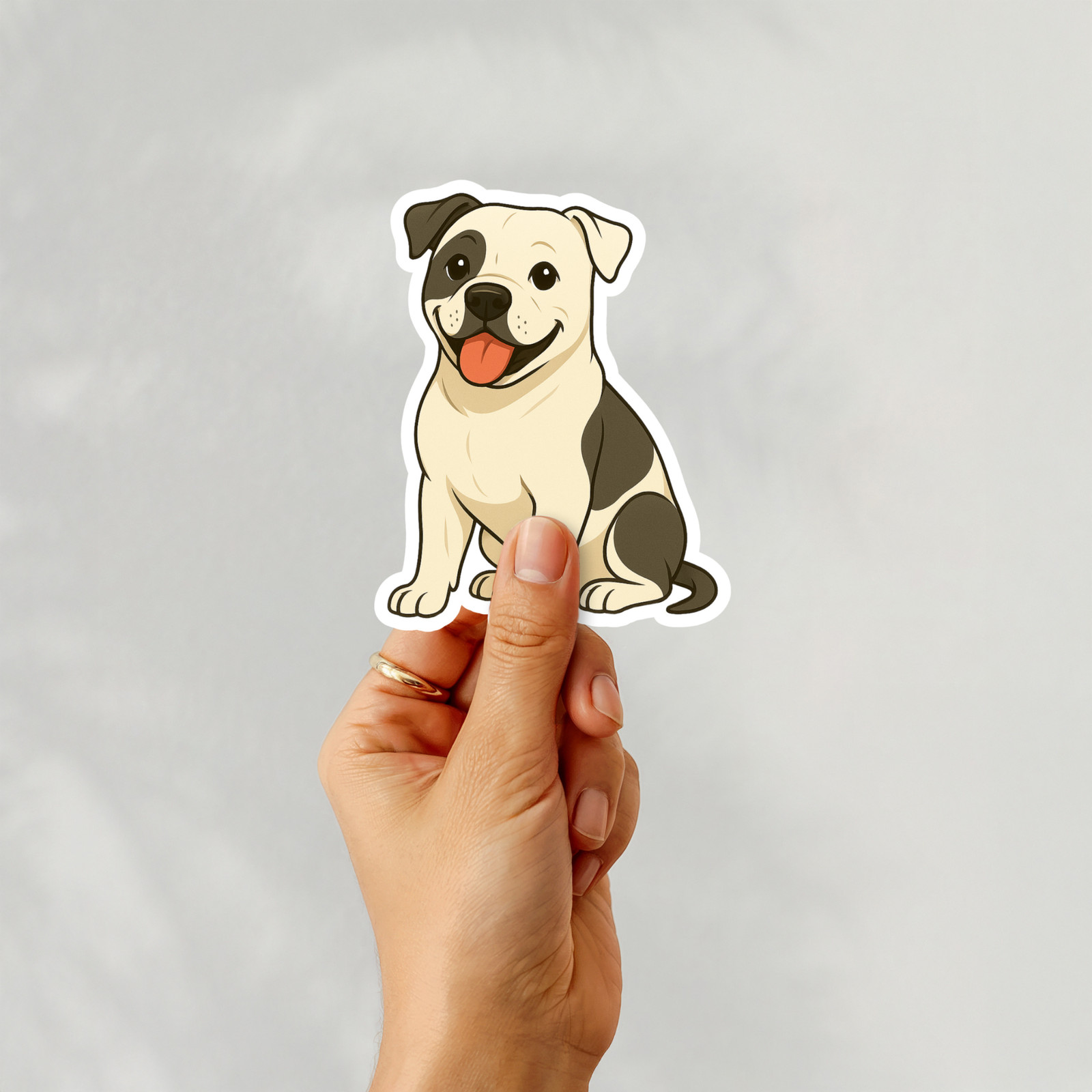 Personalized American Bulldog Dog Sticker Magnet Bookmark – White and Black Patc
