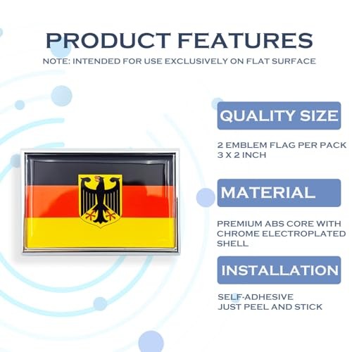 German State Ensign Flag Sticker Emblem Decal Germany Eagle Car Chrome Flags,