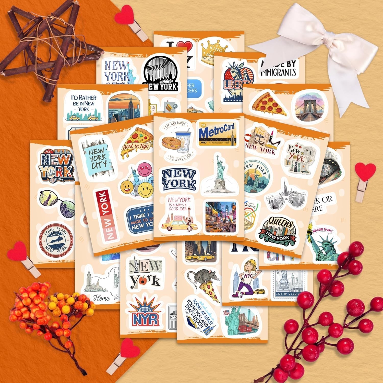 100Pcs New York Stickers for Scrapbooking, Laptop, Water Bottle, NYC Stickers…