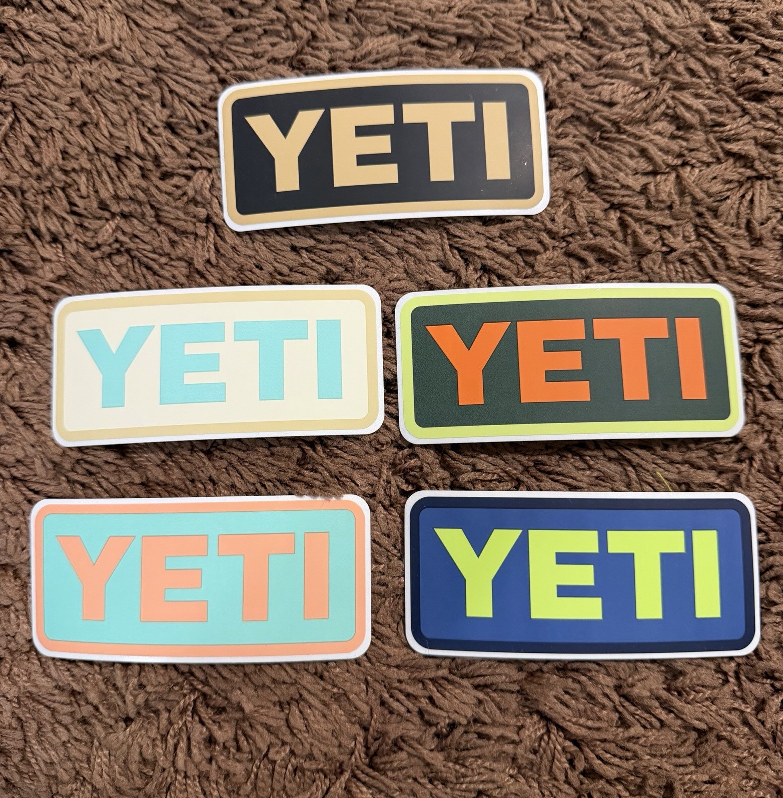 Brand New YETI Logo Stickers Set of 5 Multicolor Decal Pack For Cooler Cup