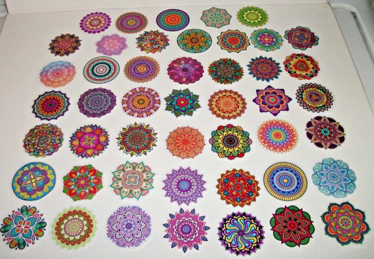 Set of 10 MANDALA FLOWER Waterproof Vinyl Decal Stickers~ Crafts, Laptop & More
