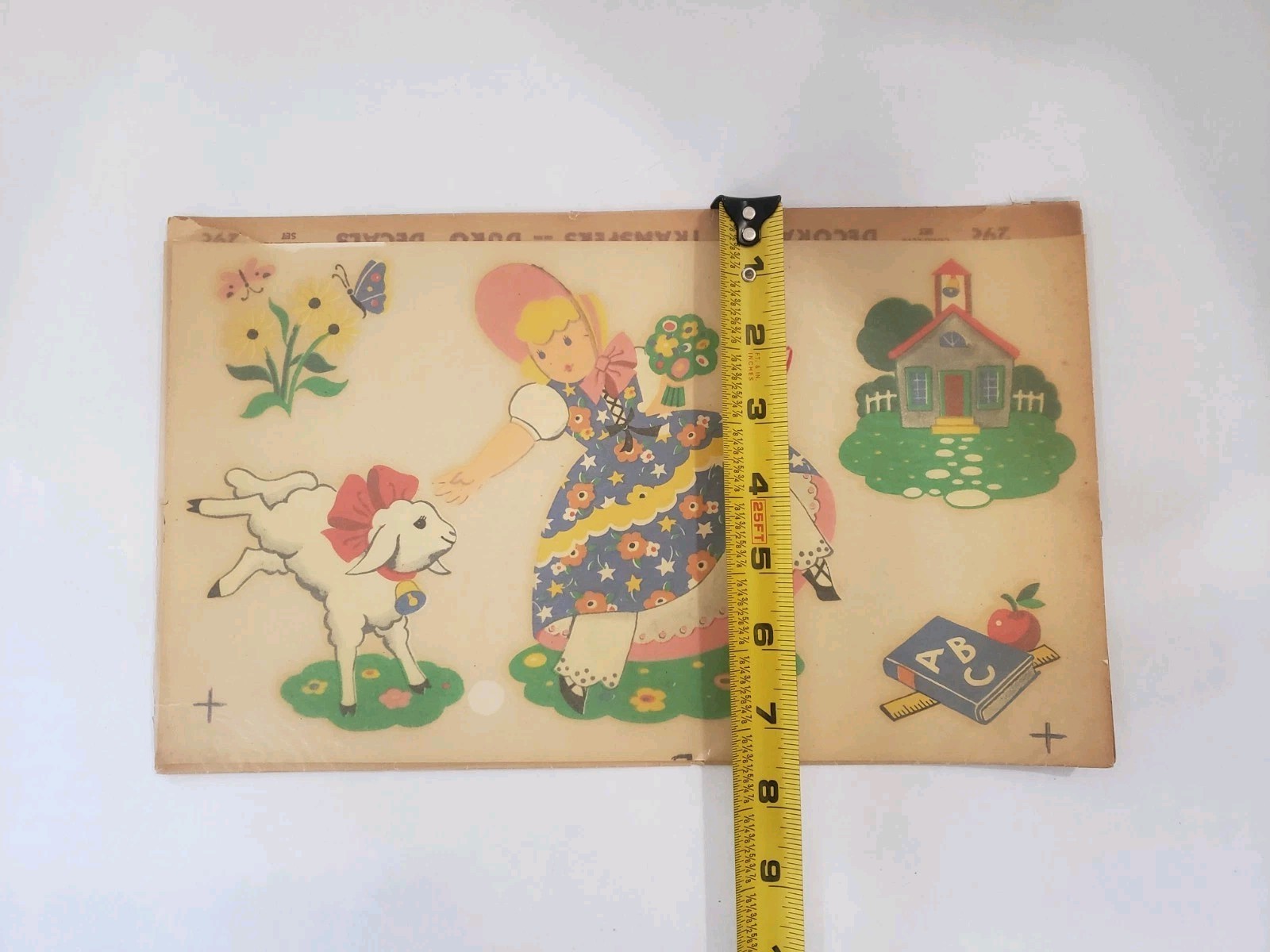 Vintage Duro Water Transfer DECAL, Nursery Rhyme Mary Had A Little Lamb 1950s
