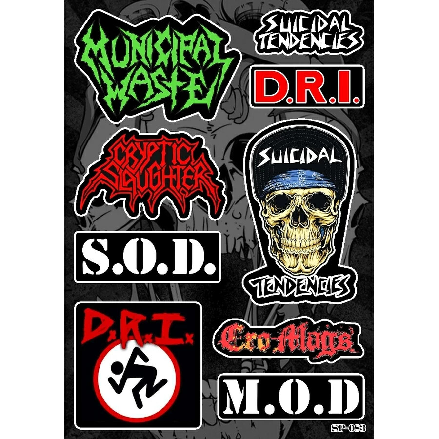 Thrash Metal Sticker Pack | D.R.I. Municipal Waste Cryptic Slaughter S.O.D. Logo