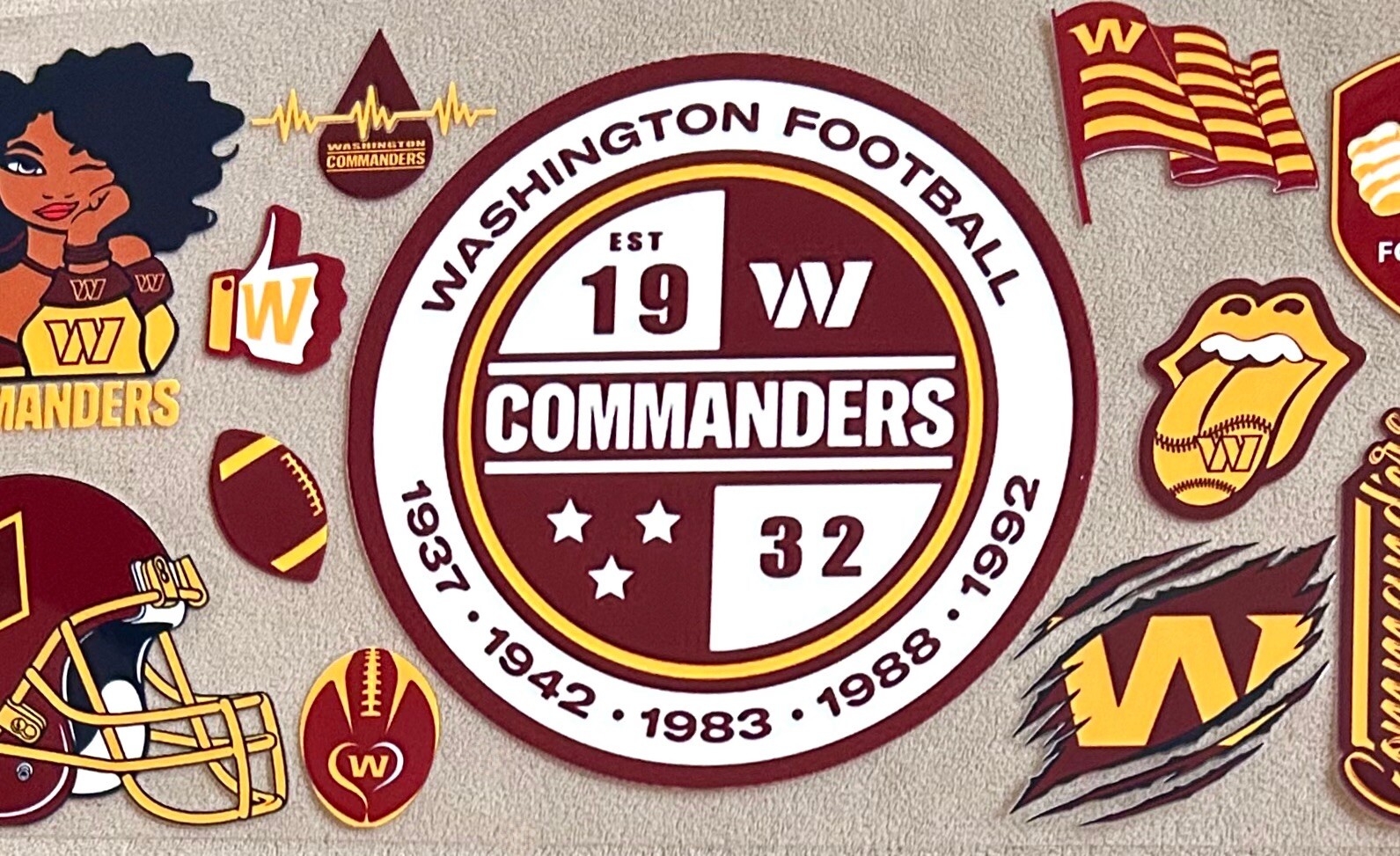 Washington Commanders Football DIY Transfer Sticker Cup Wrap DIY Glasses Bottles