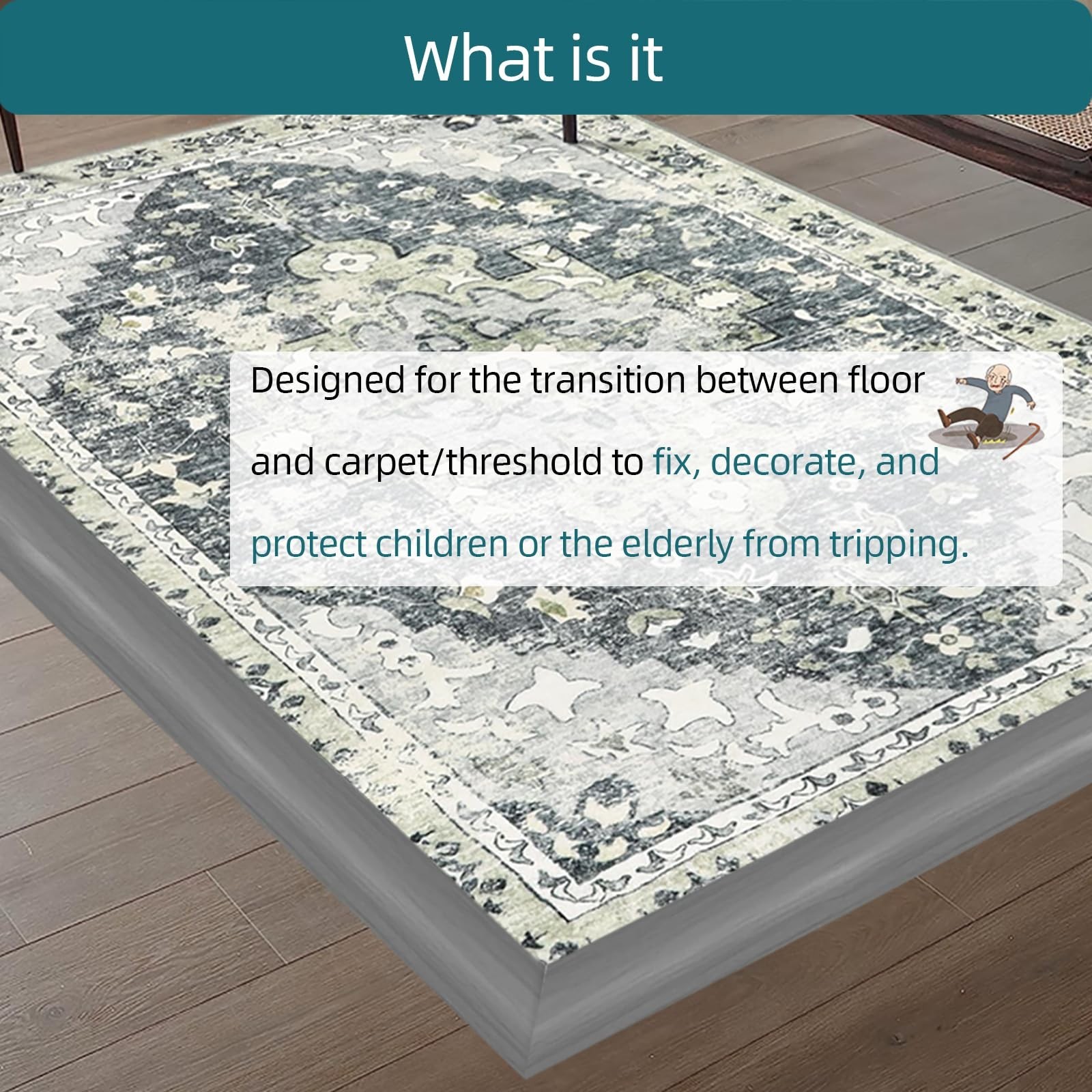 Carpet Floor Transition Strip, Self-Adhesive Carpet to Tile Transition Edging…