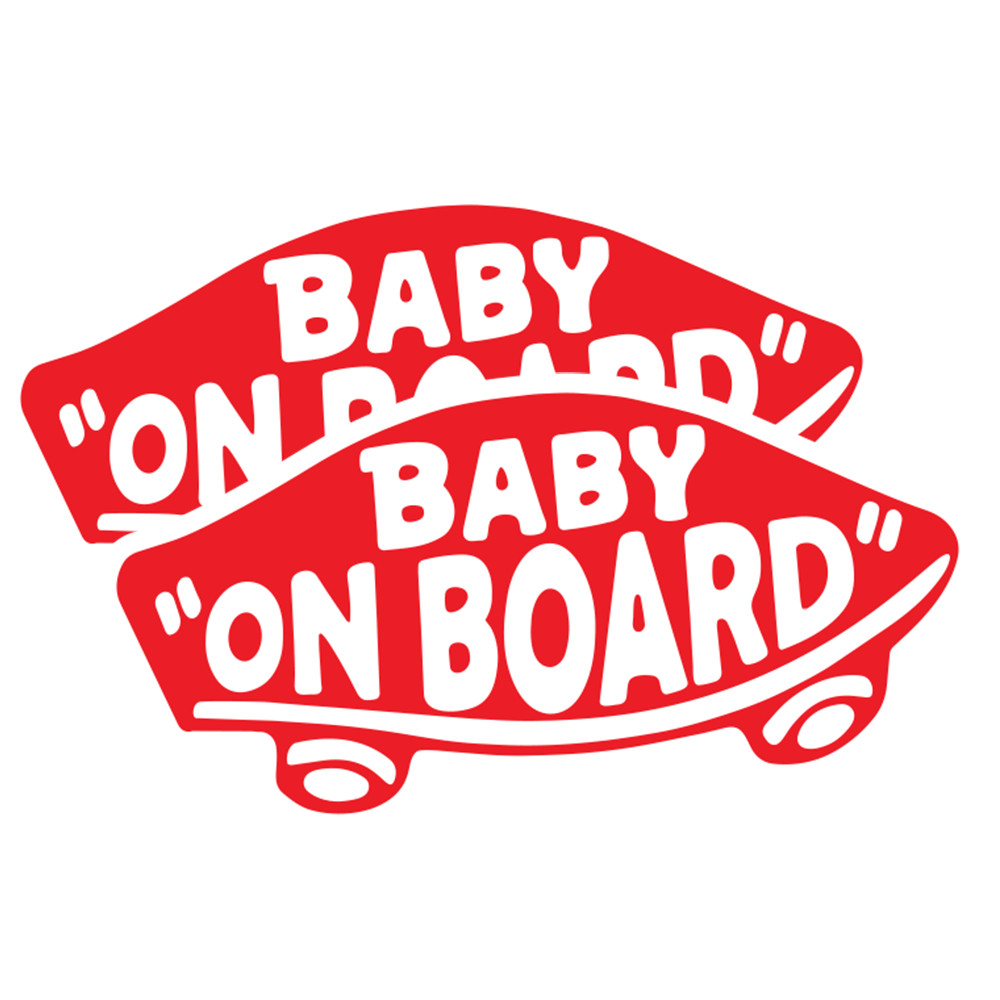 2-Pack Baby On Board Sticker Vinyl Red Skateboard Style Car Window Bumper Laptop