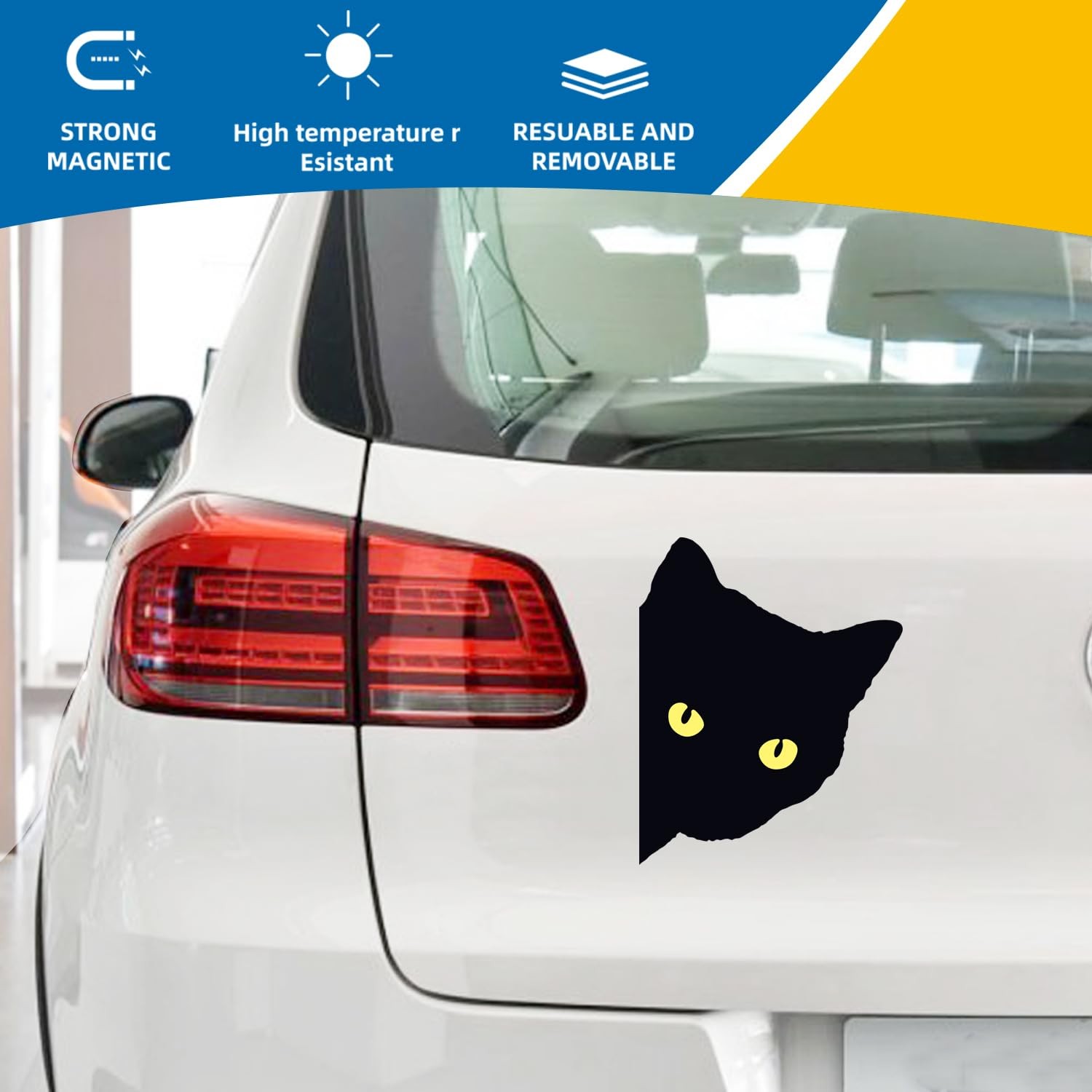 Cat Peeking Car Stickers Watching Magnet Small to Medium, Black -1pcs
