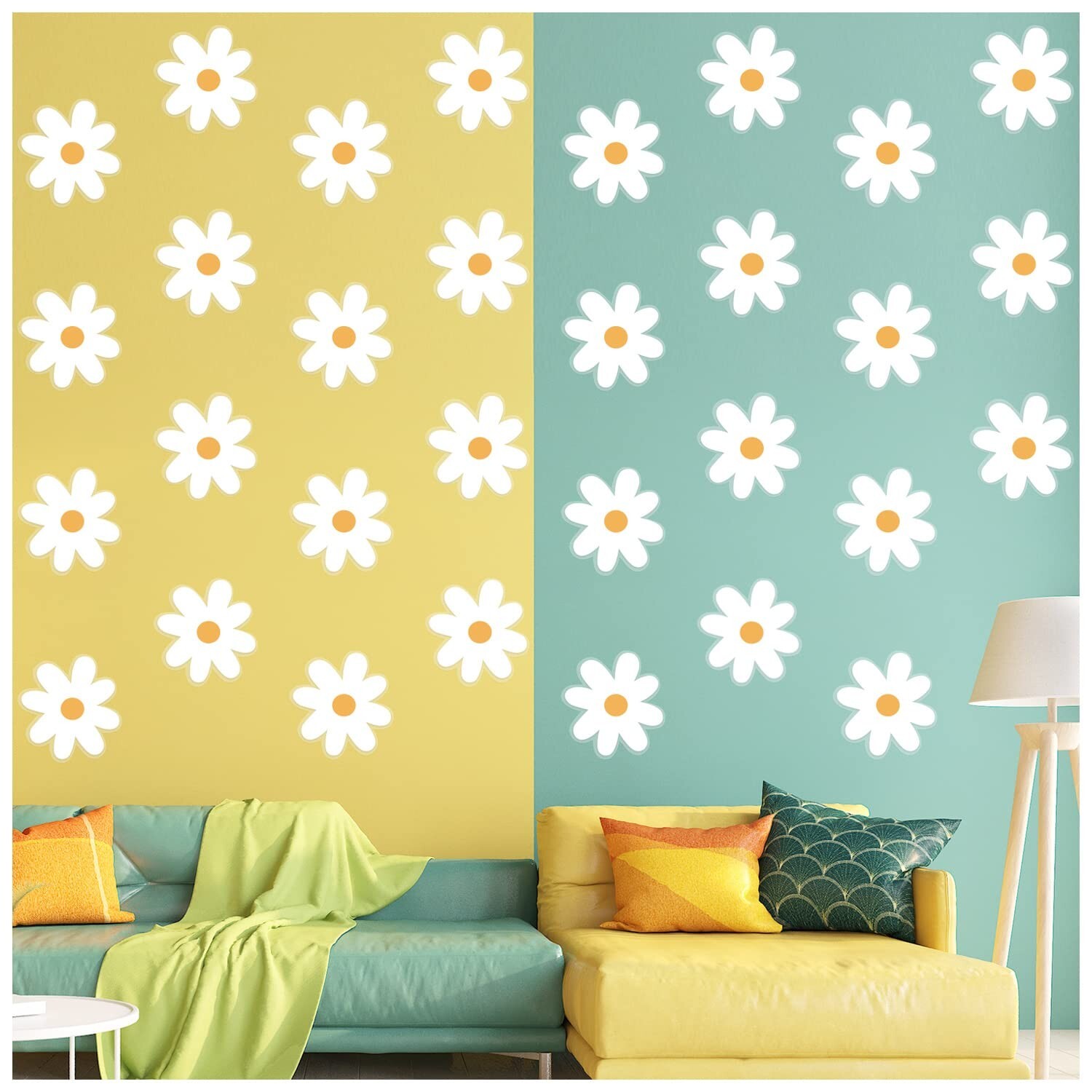 36 pcs Daisy Stickers, 3.5 in Daisy Wall Decal White Daisy for Girls Bedroom,…