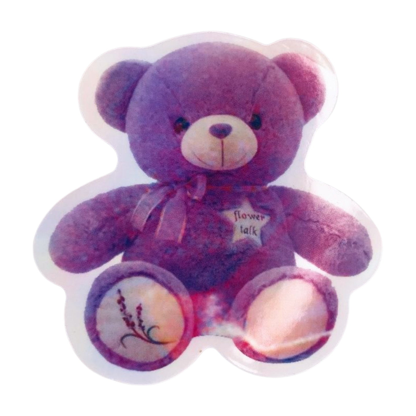 'Flower Talk' Lavender Teddy Bear Sticker
