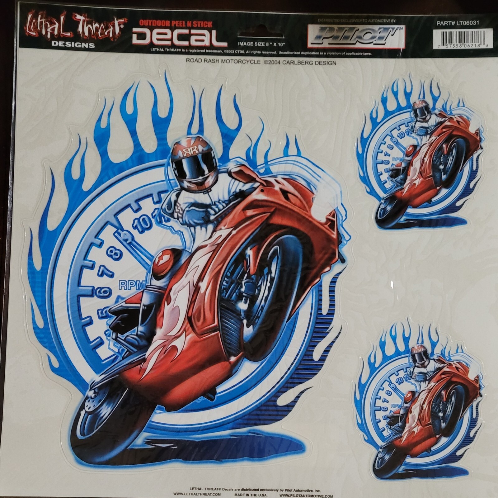 NEW LETHAL THREAT ROAD RASH SPORTBIKE MOTORCYLCE DECAL STICKER 12"x11" LT06031