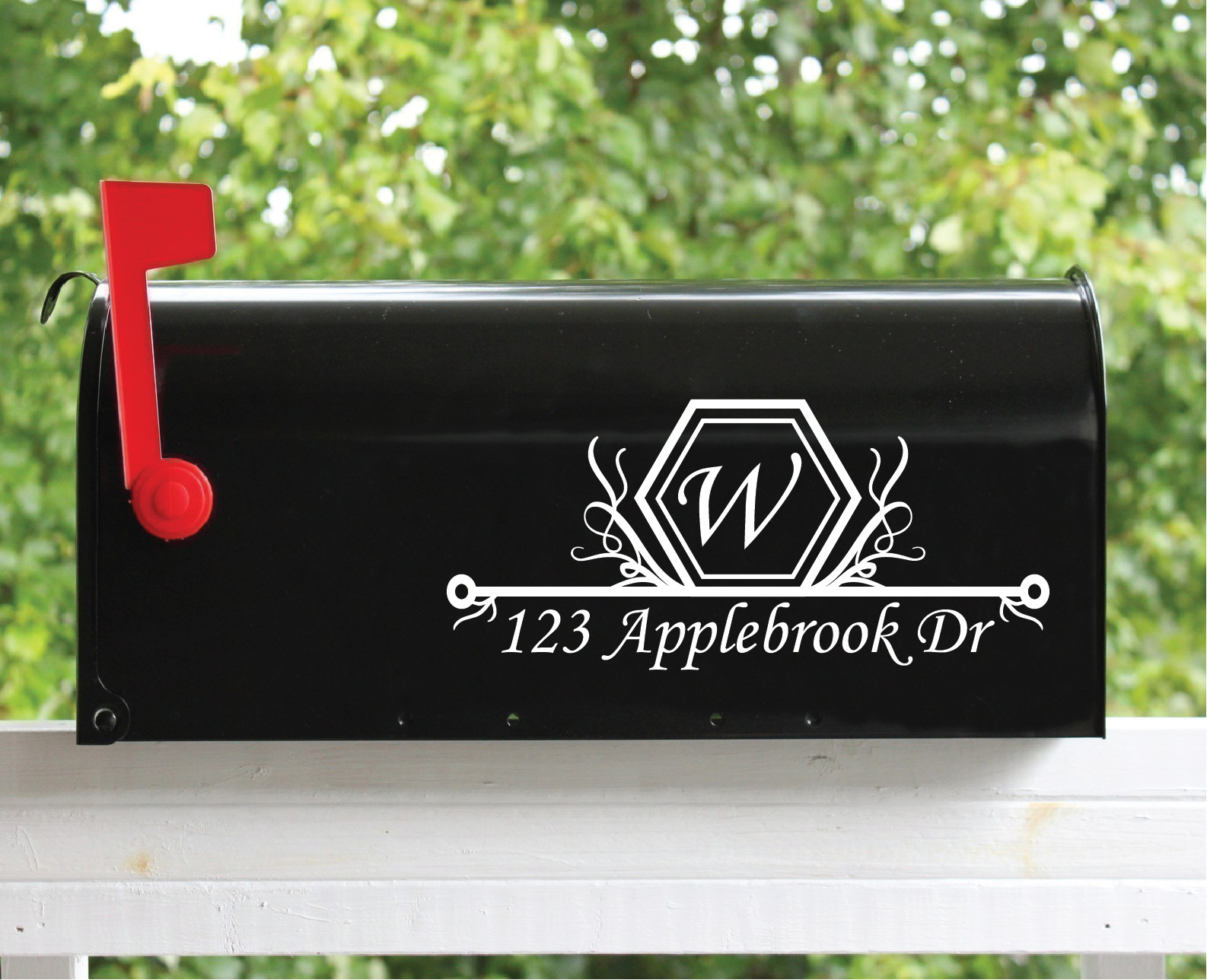 Set of 2 – 5" x 11" Custom Mailbox Decals Stickers Monogram Initial, Street Name