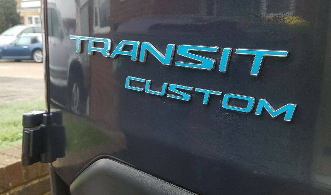 Transit Custom Badge Inlays insert back door Vinyl Graphics Colour Colours