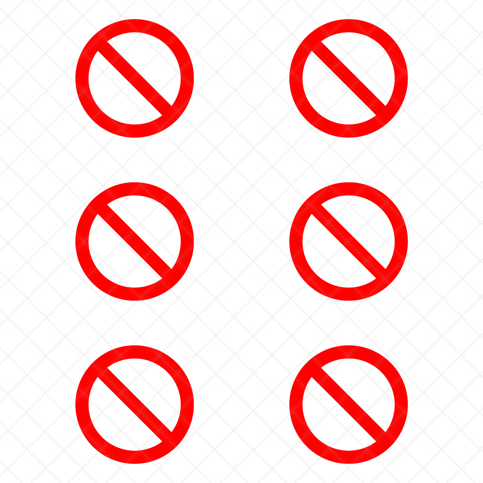 Set of 6 "DO NOT / NO " Sign Symbol Vinyl Decals | Warning Stickers