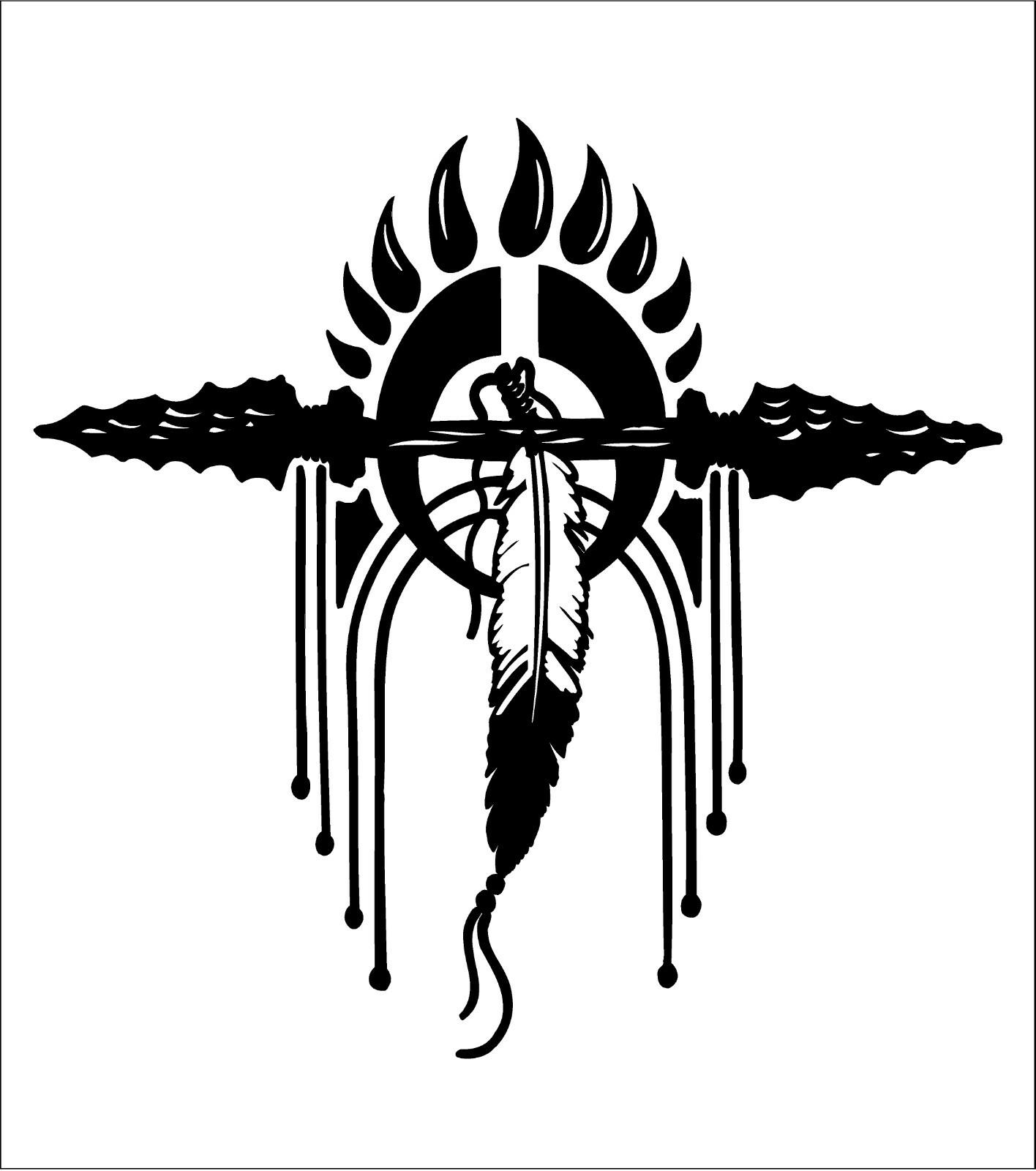 Southwestern Crest Decal Feathers Indian Spirit car window vinyl sticker