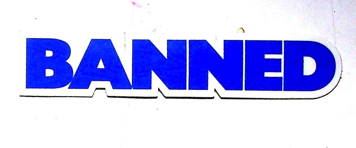 Banned Sticker Vinyl Decal Blue Die-Cut Waterproof Removable Car Window Wall Art