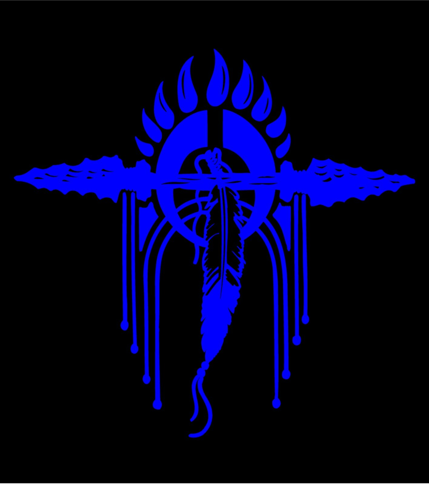Southwestern Crest Decal Feathers Indian Spirit car window vinyl sticker