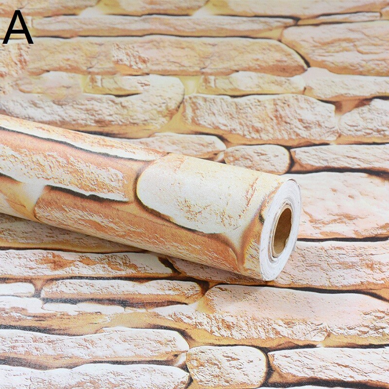 45CMX10M Self Adhesive Wallpaper Retro Brick Stone Wall Sticker Decal Upholstery