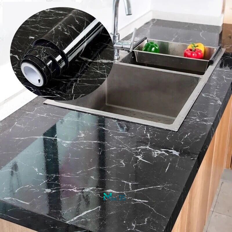 Self Adhesive Marble Wallpaper Peel & Stick Contact Paper for Kitchen Countertop