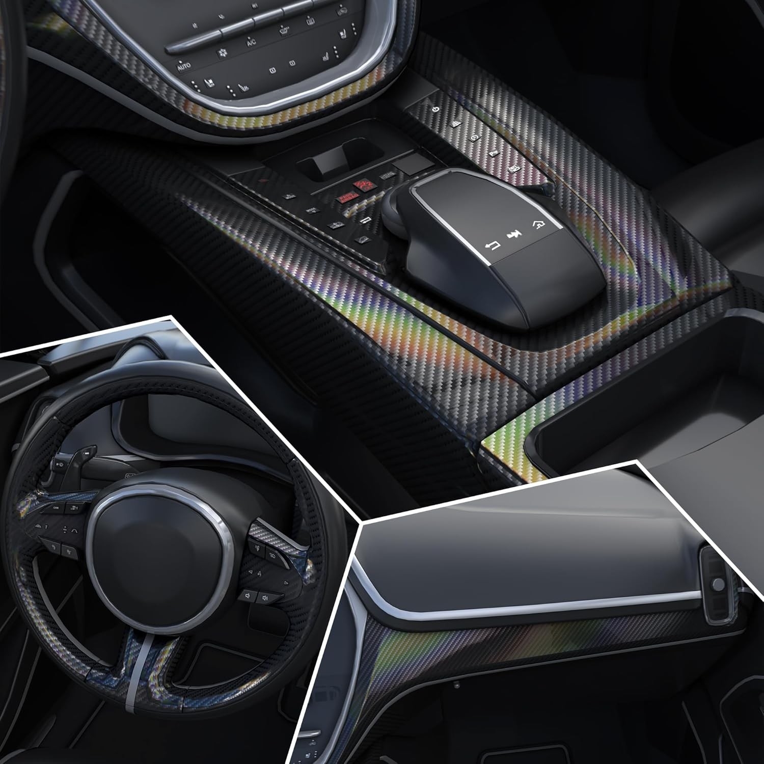 Carbon Fiber Vinyl Wrap High Gloss Self Adhesive Car Decoration