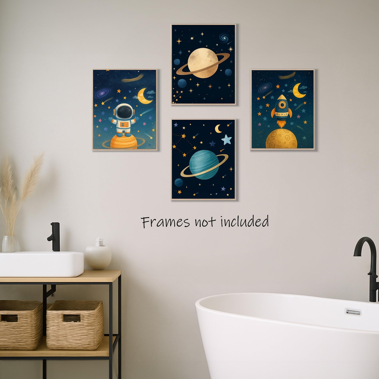 Aychlithic Astronaut Space Wall Art Decor Posters – Space Themed Bedroom Deco…