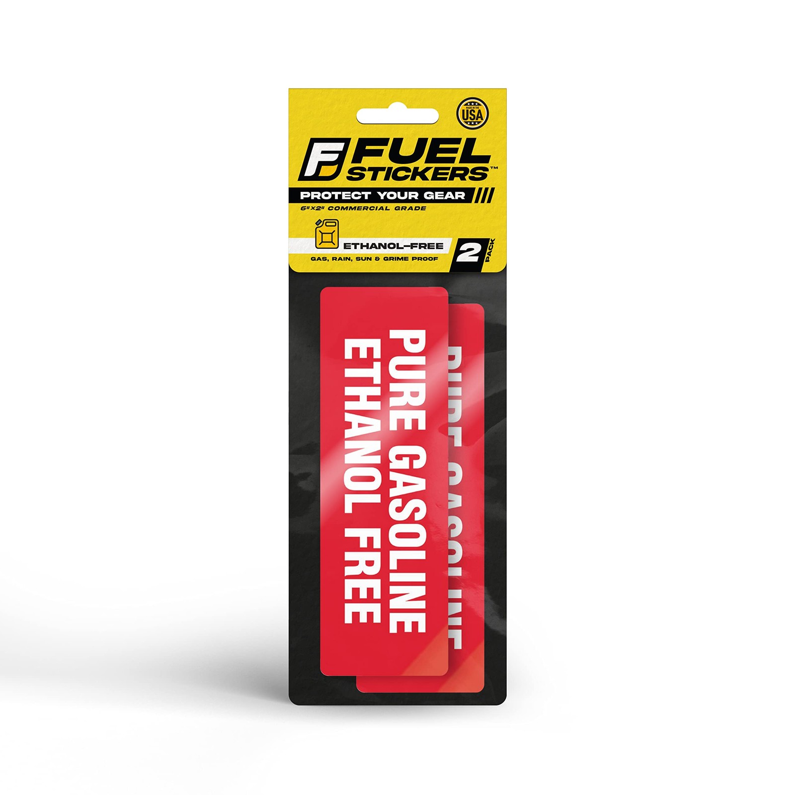 Ethanol-Free Gas Can Labels – Weatherproof, Durable, USA Made (6×2", 2 Pack)