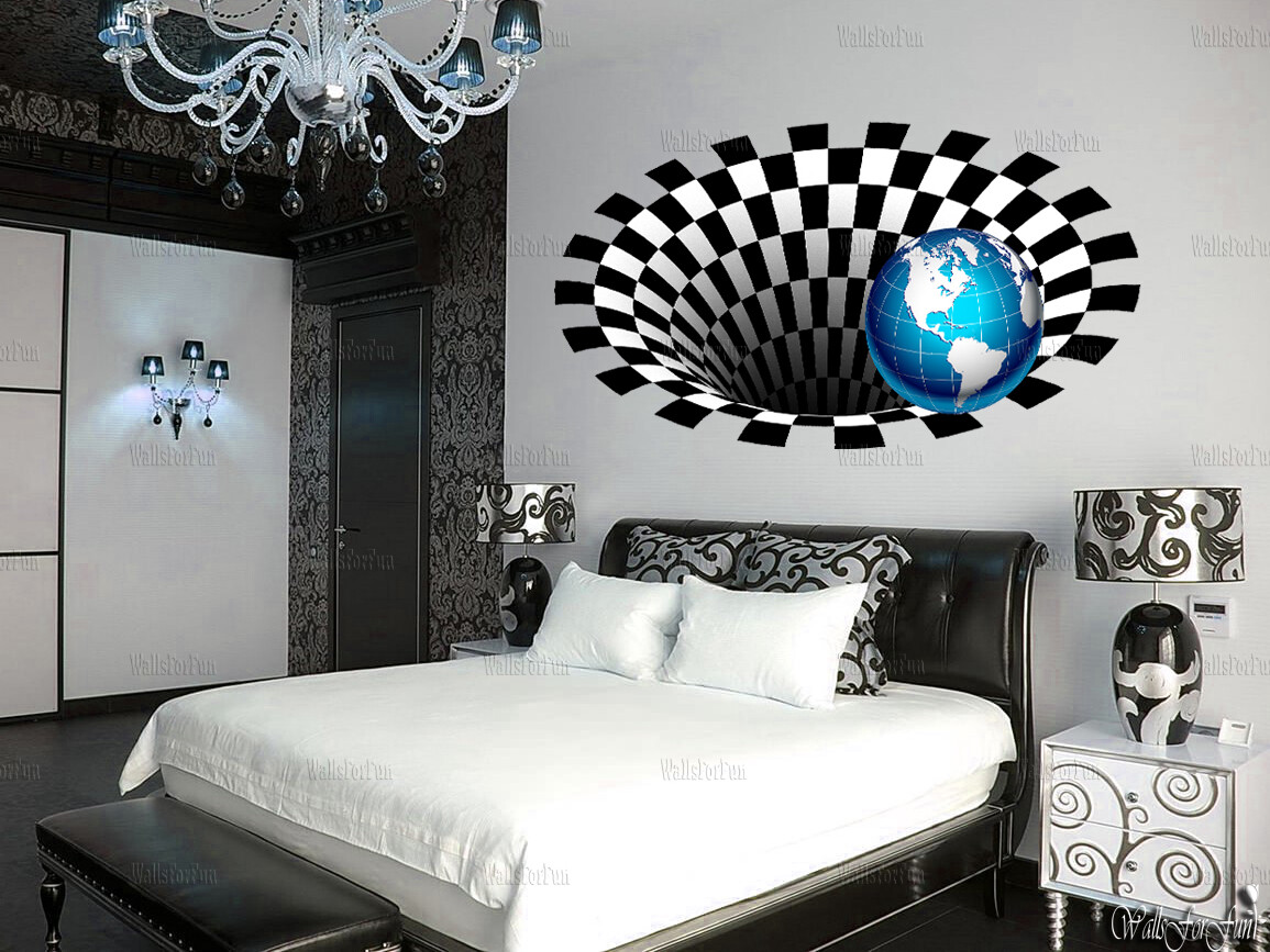 Optical illusion wall art Chess decor Illusion wall decal Creative gift idea 3d