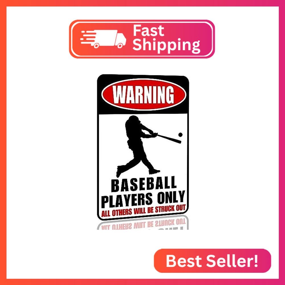 Baseball Decor Tin Sign Boys Room Poster, Metal Sports Sign, Wall Art Decor 12×8