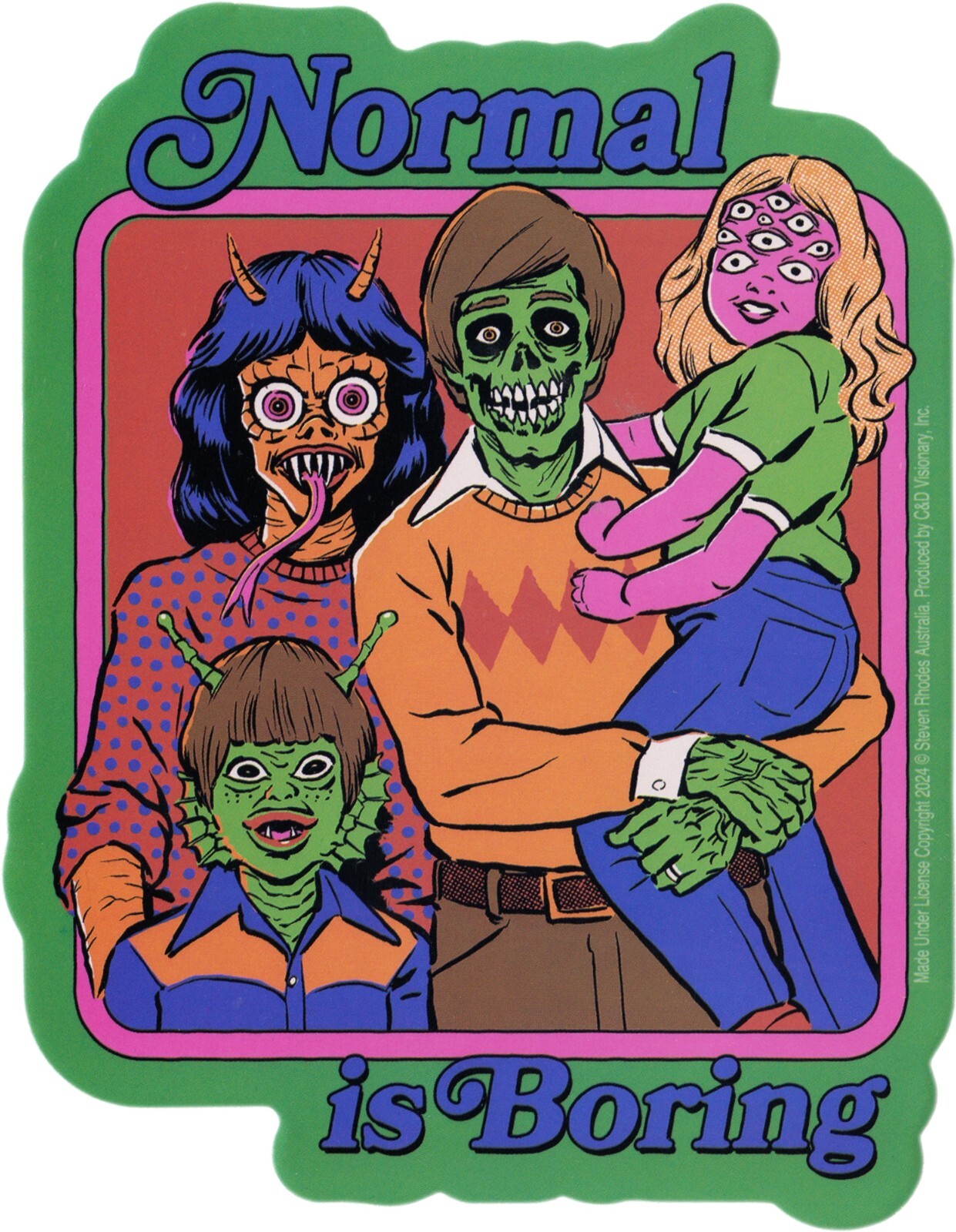 Sticker – Steven Rhodes' Normal Is Boring Monster Fam 5" x 3.8" Die Cut #10307