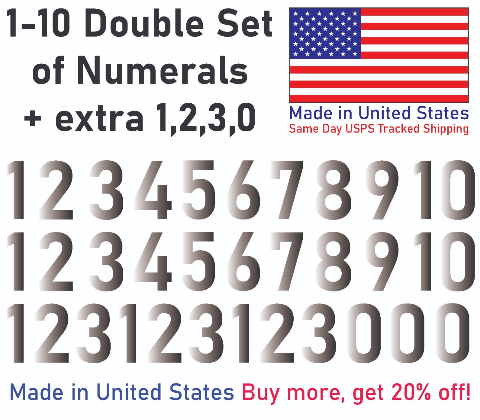 1-10 20+10 Outdoor Vinyl Decal Numbers for Mailbox, Door, Wall, Address, Locker