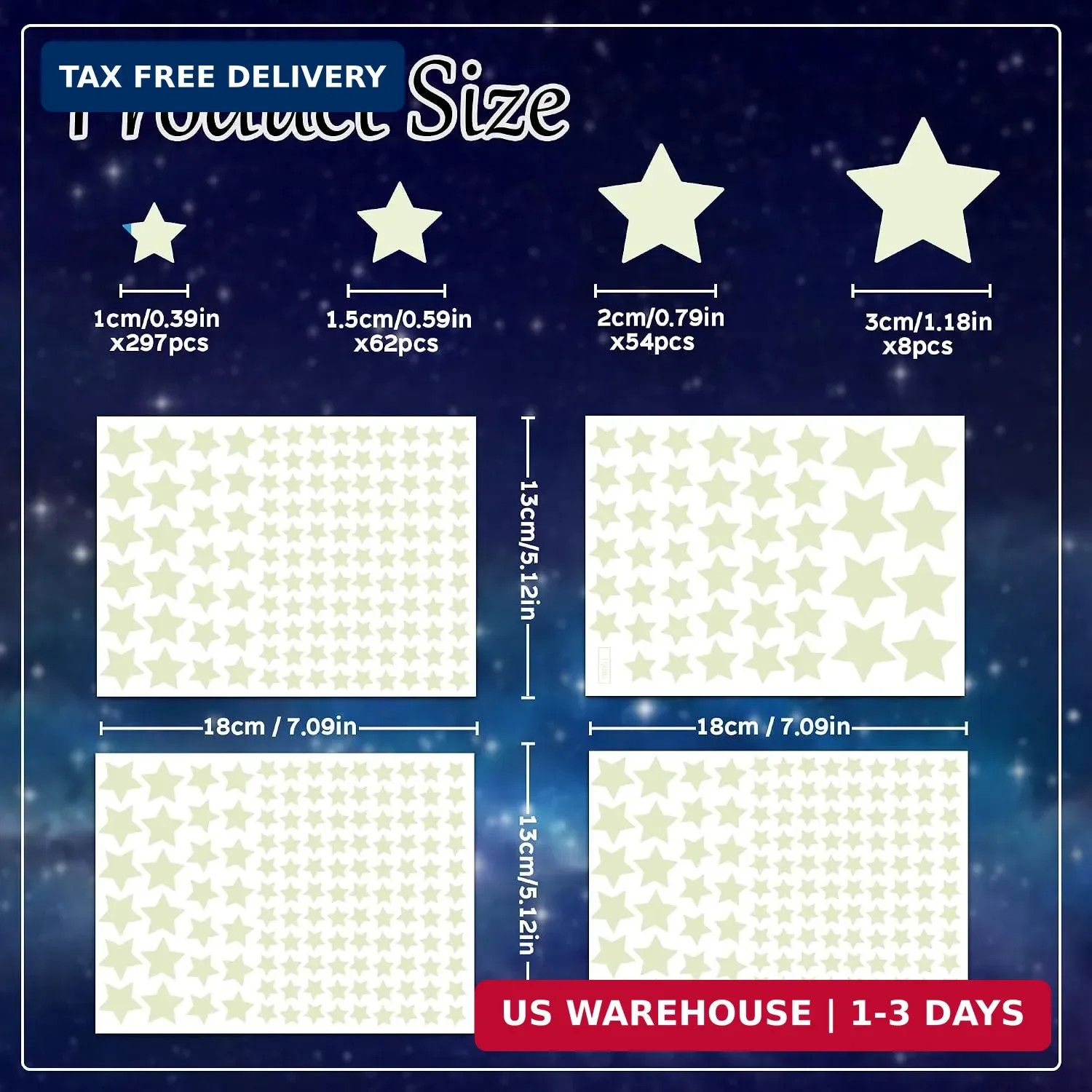 421Pcs Glow in the Dark Stars Space Wall Decals Ceiling Stars for Bedroom | Gala