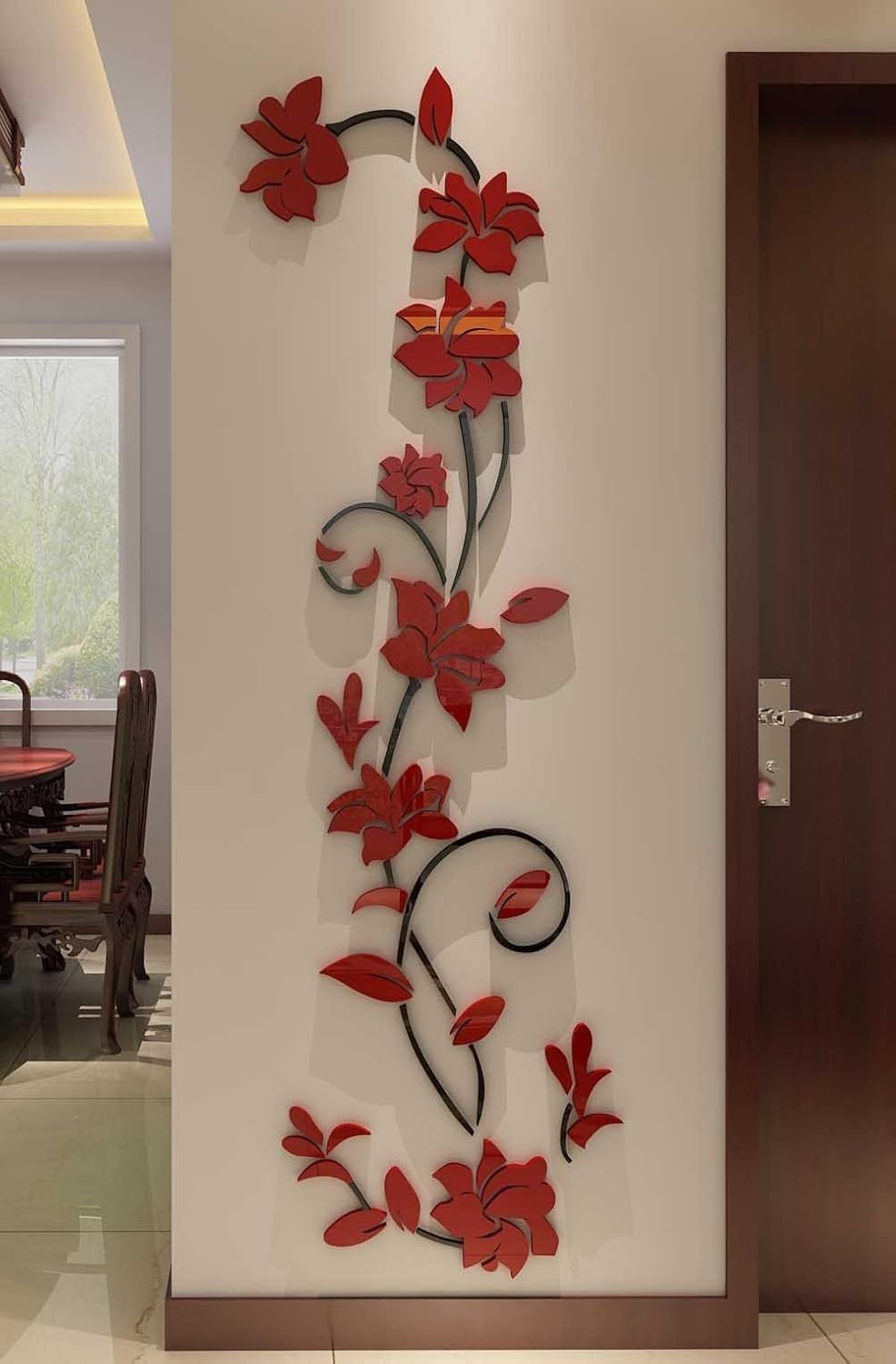 Stylish 3D Acrylic Rattan Flower Wall Art – 70H x 22W Decal for Kids and Adults