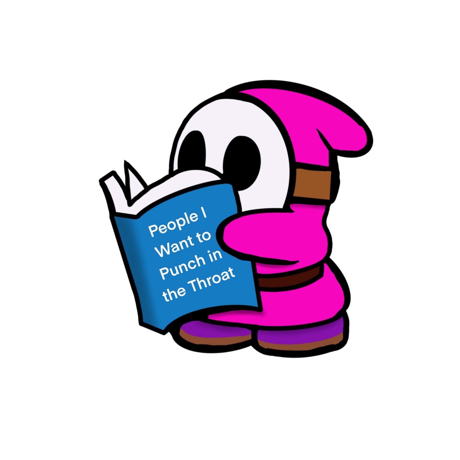 Laminated, Water Resistant, Shy Guy Reading A Book Sticker