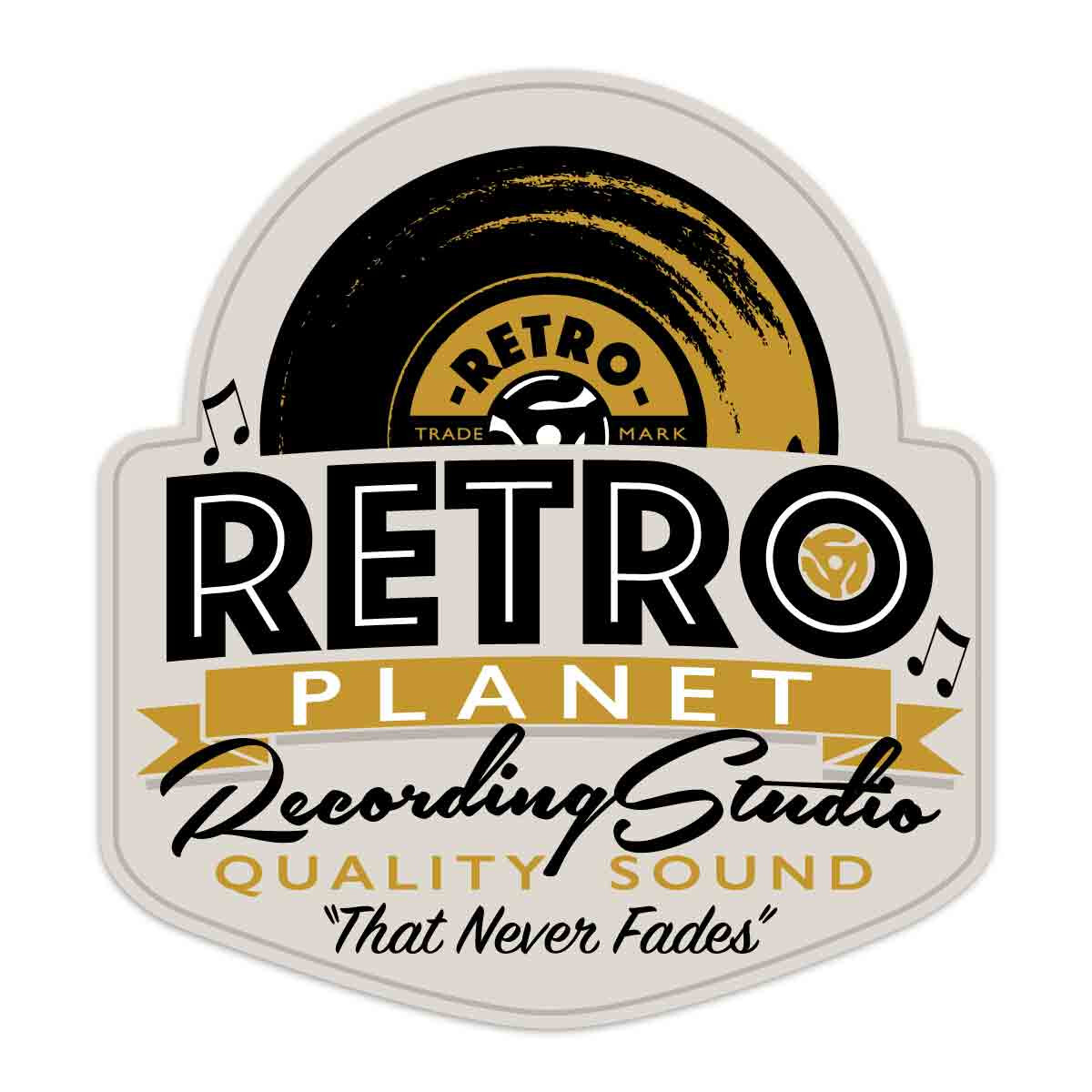 Vinyl Sticker, Retro Planet Recording Studio Music Decal