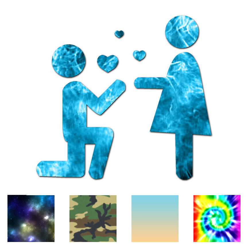 Stick Figure Propose Heart – Decal Sticker – Multiple Patterns & Sizes – ebn3105